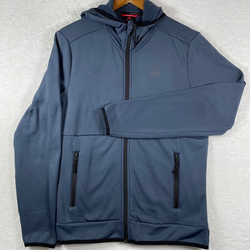 Gerry Full Zip Hooded Fleece Jacket Men's Size S/CH Blue Textured Performance